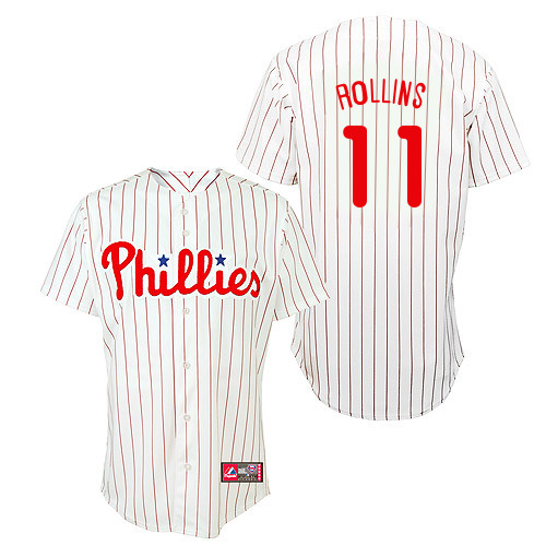 Jimmy Rollins #11 Youth Baseball Jersey-Philadelphia Phillies Authentic Home White Cool Base MLB Jersey
